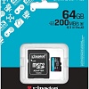 Карта памяти Kingston Canvas Go! microSDXC 64GB SDCG4/64GB (с адаптером)