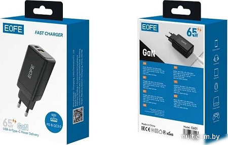 Сетевое зарядное EOFE E601 65W (черный)