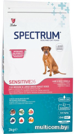 Сухой корм для собак Spectrum Sensitive26 для взрослых средних и кр. пород с ягненком 12 кг