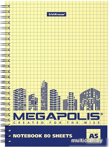 Общая тетрадь Erich Krause Megapolis Yellow Concept 80 л клетка 49803