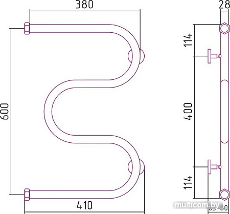 Полотенцесушитель Сунержа М-образный 600x400 00-0007-6040