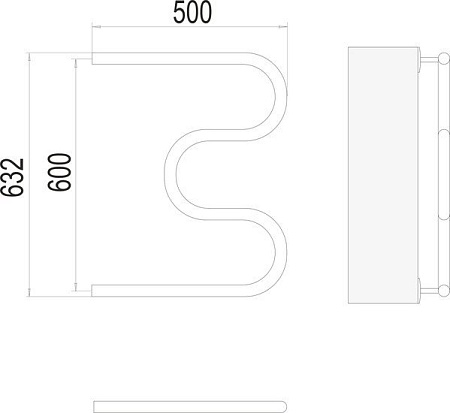 Полотенцесушитель TERMINUS М-образный 1" 600x500 бп