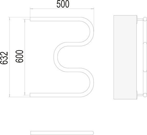 Полотенцесушитель TERMINUS М-образный 1" 600x500 бп
