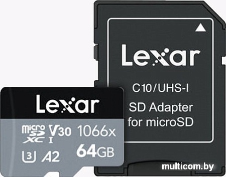Карта памяти Lexar microSDXC LMS1066064G-BNANG 64GB (с адаптером)