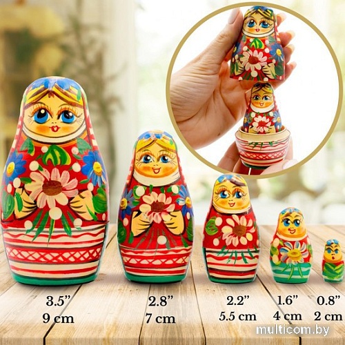 Развивающая игра Брестская Матрешка Девушка с ромашками и васильками в белорусском костюме (набор 5)