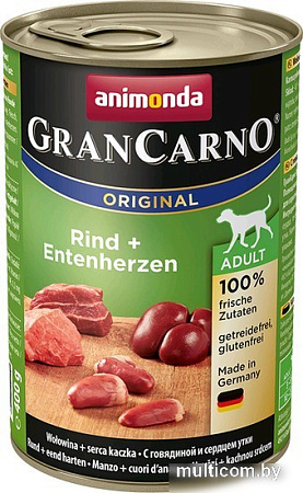 Корм для собак Animonda GranCarno Original Adult beef + duck hearts 0.8 кг