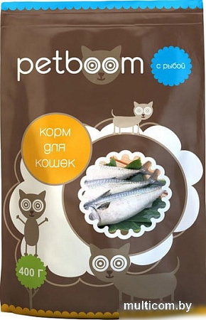 Корм для кошек PetBoom Для взрослых кошек с рыбой 0.4 кг