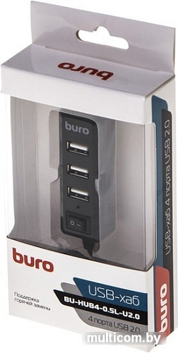 USB-хаб Buro BU-HUB4-0.5L-U2.0