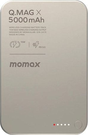 Внешний аккумулятор Momax Q.Mag X Magnetic IP116A 5000mAh (титановый)