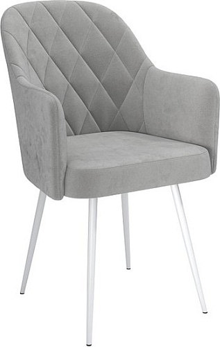 Стул с подлокотниками Олмеко Киото П00301702 (велюр тенерифе грей/белый)