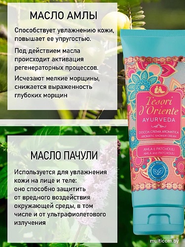 Tesori d'Oriente Крем-гель для душа Аюрведа Масло амлы и пачули 250 мл