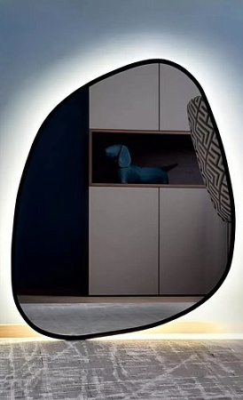 Зеркало с подсветкой eMZe 64x80 LED.UV.NF.64.80.CHE.SW.4K (черный с УФ-окантовкой и подсветкой)