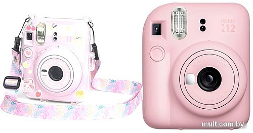 Фотоаппарат Fujifilm Instax Mini 12 (розовый) + розовый чехол Sundays с ремнем
