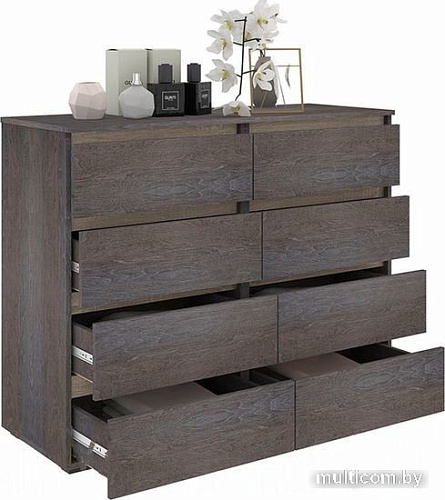 Комод Кортекс-мебель Бари 120 8ш (береза/береза/дуб сонома)