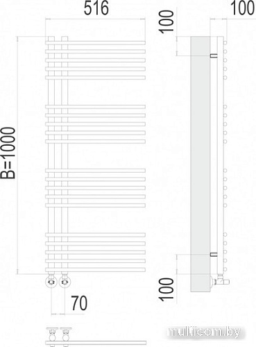 Полотенцесушитель TERMINUS Астра П20 70x1000 (белый)