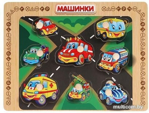 Мозаика/пазл Буратино Рамка-вкладыш Машинки W0134