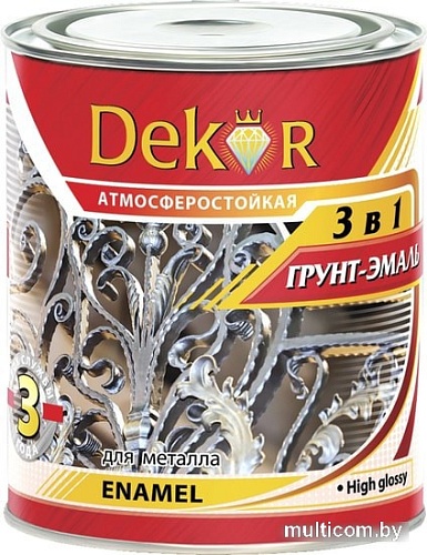 Эмаль Dekor грунт-эмаль 3 в 1 (вишневый, 1.9 кг)
