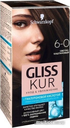 Крем-краска для волос Gliss Kur Уход и увлажнение 6-0 светло-каштановый