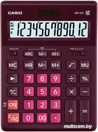 Бухгалтерский калькулятор Casio GR-12C-WR-W-EP (бордовый)