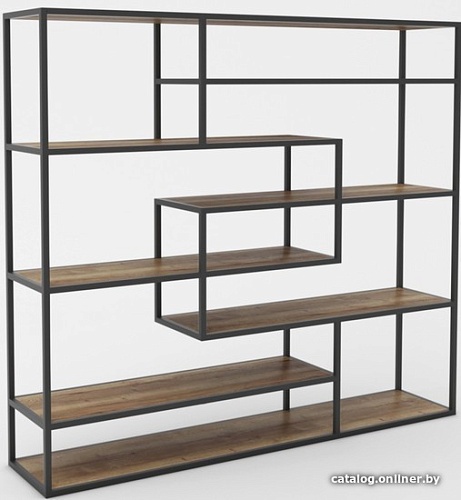 Стеллаж Hype Mebel Зиг-Заг 170x150 (черный/дуб галифакс олово)