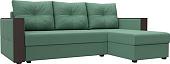 Угловой диван Лига диванов Валенсия Лайт правый 125972 (рогожка амур зеленый)