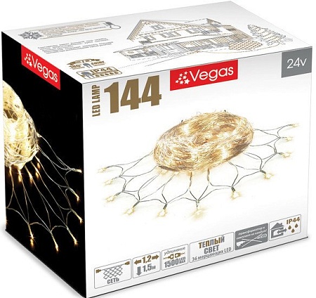 Световая сетка Vegas 55035 144 LED/36 flash (теплый белый)