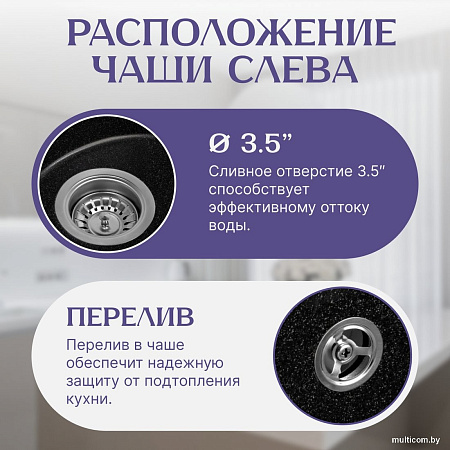Кухонная мойка Saniteco Pura (черный)