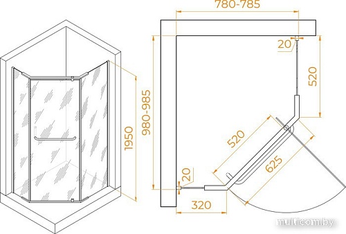 Душевой уголок RGW PA-091B 35089180-14 80x100 (черный/прозрачное стекло)