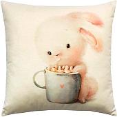 Декоративная подушка Matex Fluffy. Зайка и кофеек 62-363 (молочный/светло-серый)