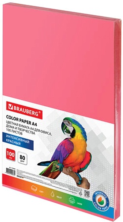 Офисная бумага BRAUBERG А4 80 г/м2 100 л 112449 (красный)