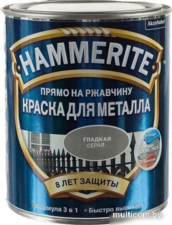 Краска Hammerite по металлу гладкая 2.5 л (красный)