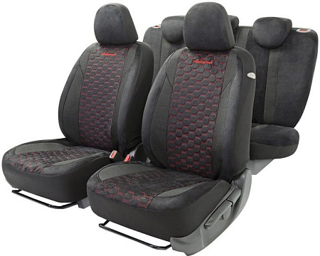 Комплект чехлов для сидений Autoprofi Alcantara ALC-1505 (черный/красный)