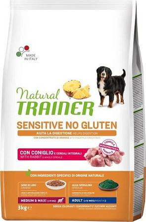 Сухой корм для собак Trainer Natural Sensitive No Gluten Medium&Maxi Adult с кроликом 3 кг