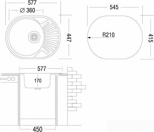 Кухонная мойка Ukinox FAD577.447-T6K 2L