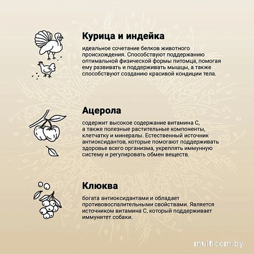 Сухой корм для собак Craftia Natura для щенков средних и крупных пород с курицей и индейкой (640г)