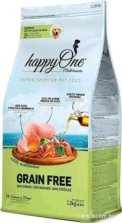 Сухой корм для собак HappyOne Mediterraneum беззерновой со свежим яйцом и свежим мясом птицы 12 кг