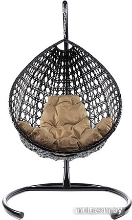 Подвесное кресло M-Group Капля Люкс 11030401 (черный ротанг/бежевая подушка)