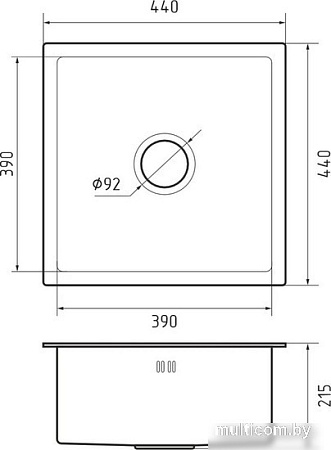 Кухонная мойка GranFest Metal нержавеющая сталь AISI 304 GF-4444 (с сифоном)