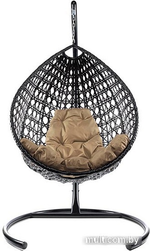 Подвесное кресло M-Group Капля Люкс 11030401 (черный ротанг/бежевая подушка)