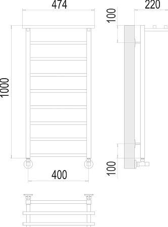 Полотенцесушитель TERMINUS Контур П9 400x1000 с полкой (хром)