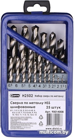 Набор сверл ДИОЛД Н 2502 90014008 (25шт)