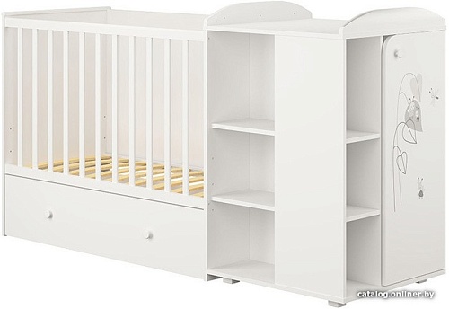 Кроватка-трансформер Polini Kids French 900, Amis, с комодом (белый)