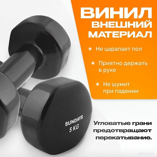 Набор гантелей Sundays IR92005 2x5 кг (черный)