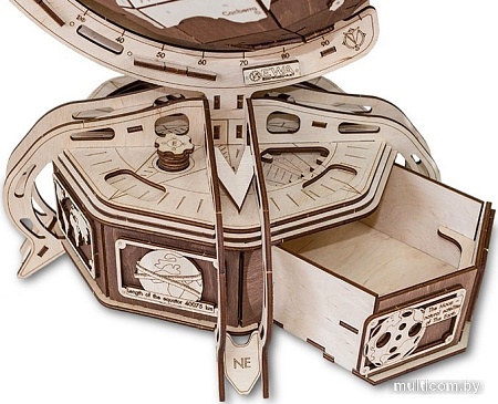 Сборная модель Eco-Wood-Art Глобус (коричневый)
