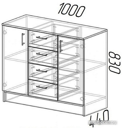 Комод МебельЭра К1000 2Д (венге-лоредо)