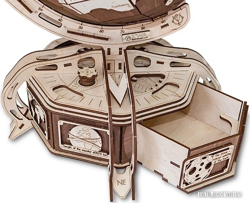 Сборная модель Eco-Wood-Art Глобус (коричневый)