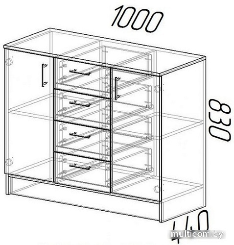 Комод МебельЭра К1000 2Д (венге-лоредо)