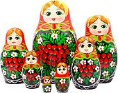 Развивающая игра Брестская Матрешка C ветвями рябины и ромашками (набор 7 шт)