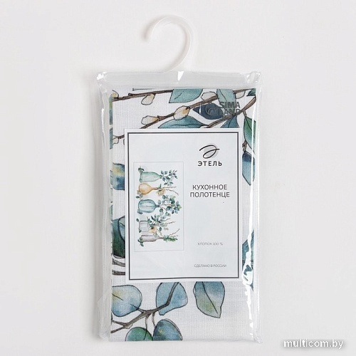 Полотенце Этель Flower mood 7588541 (белый/зеленый)