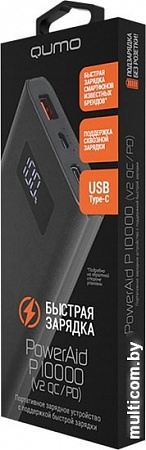 Портативное зарядное устройство QUMO PowerAid P10000 V2 QC/PD (черный)